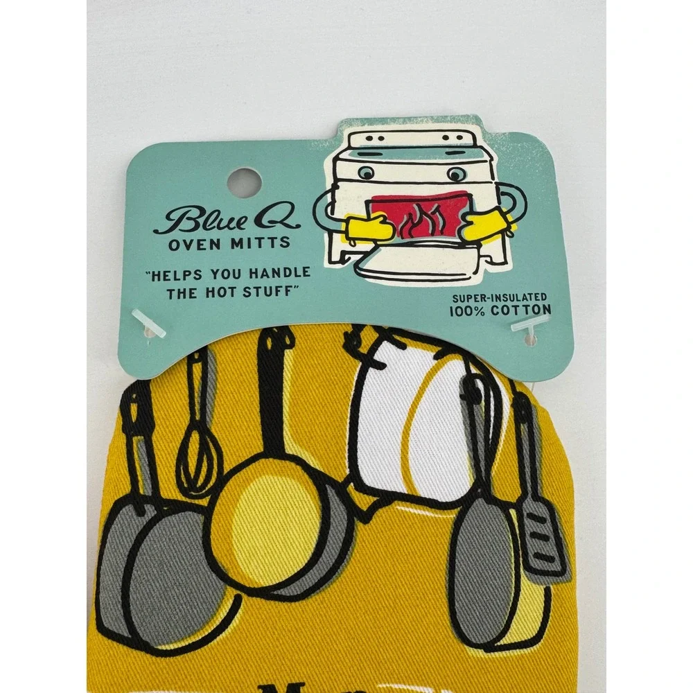Blue Q Man With A Pan Oven‎ Mitt Retro Yellow 100% Cotton Super Insulated WW128